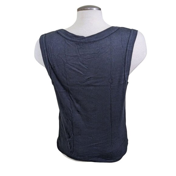 Tahari Womens Ribbed Tank Top Size XXL 18 Black Cotton Stretch Staple Essential - Picture 4 of 6